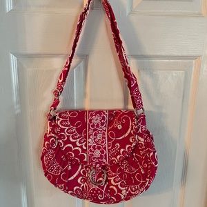 Vera Bradley Twirly Birds Pink Saddle Up Crossbody/Shoulder Bag + Coin Purse